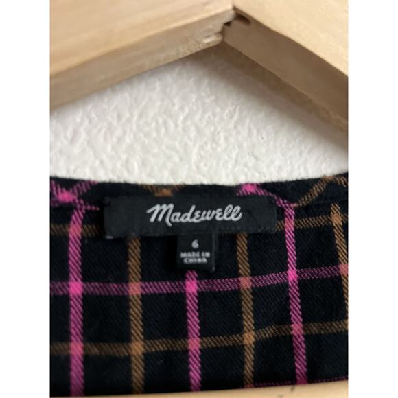 Madewell Plaid Flannel Raglan Button-Front dress Size 6 - Picture 5 of 7
